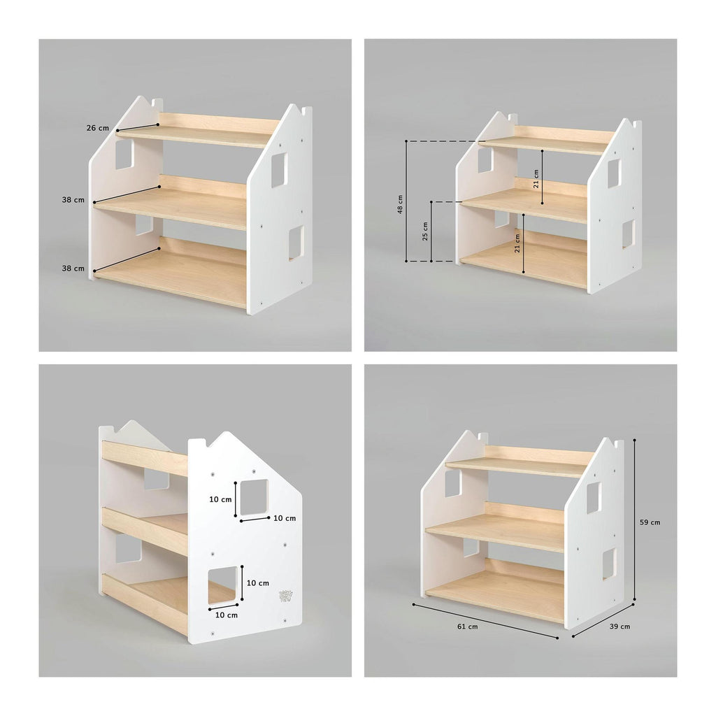 Bibliothèque & Étagère À Jouets Duo – Blanc & Gris