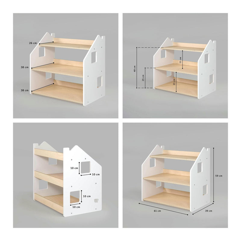 Bibliothèque & Étagère À Jouets Duo – Blanc & Gris