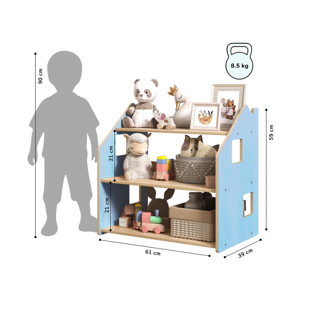 Étagère À Jouets – Bleu Clair & Rose