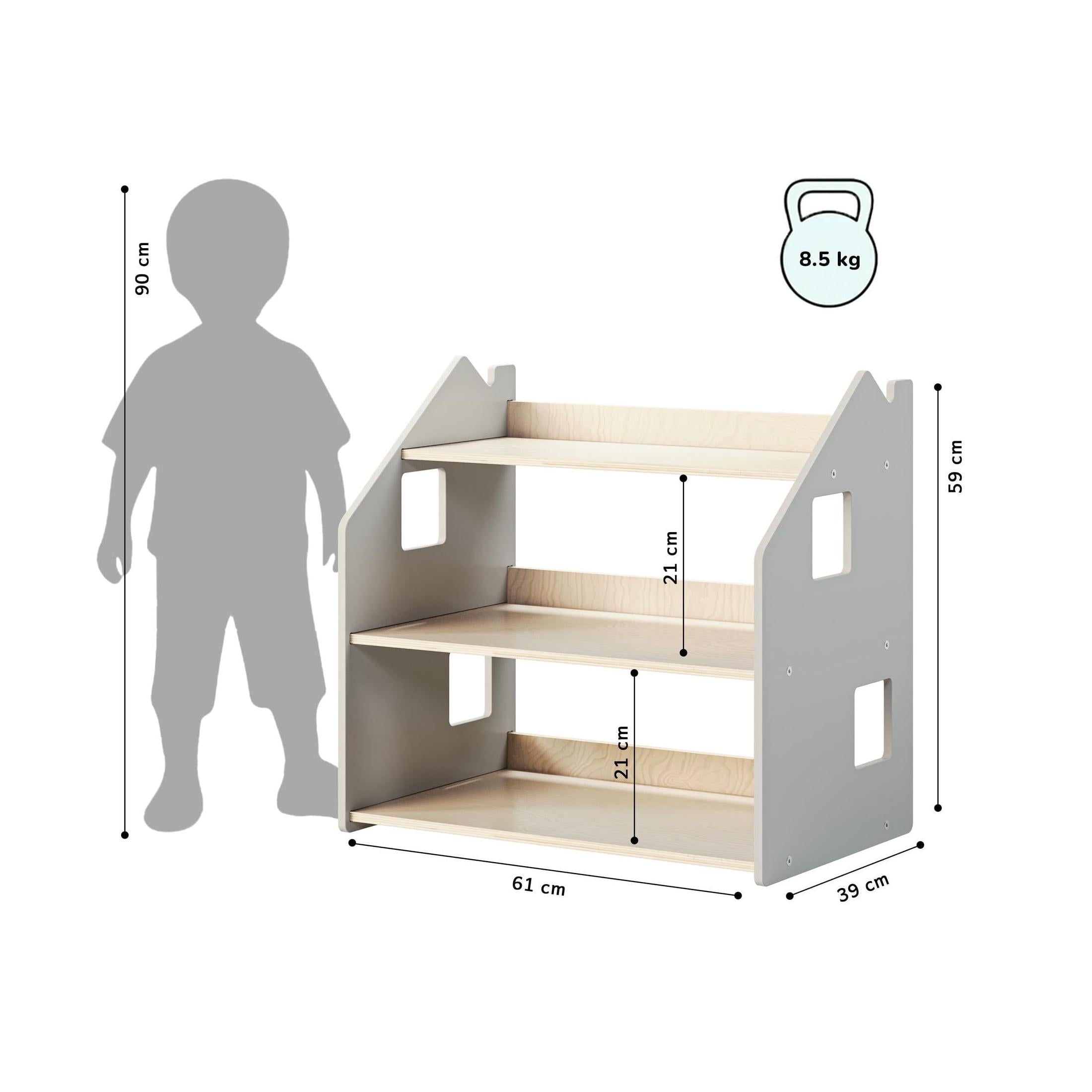 Étagère À Jouets – Blanc & Gris