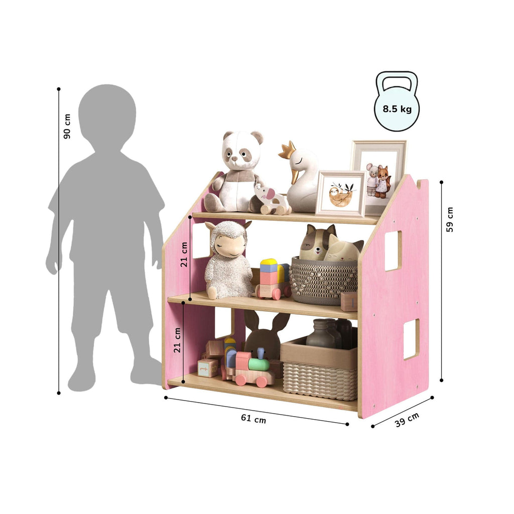 Étagère À Jouets – Bleu Clair & Rose