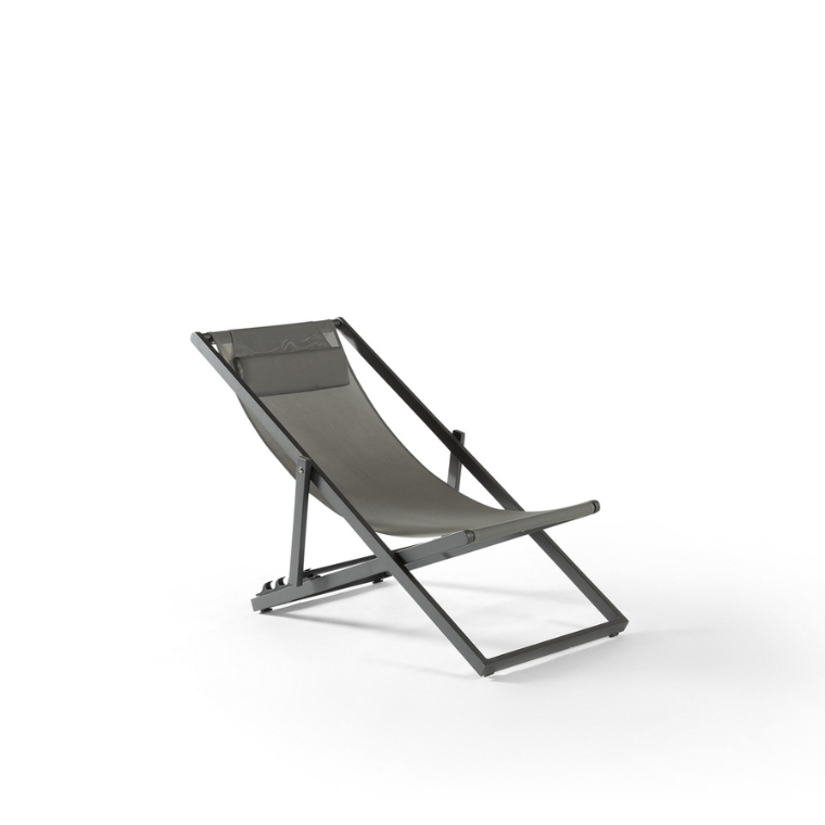 GESCOVA - Rhodos Sun Lounger - Charcoal Alu Silver Grey Fabric