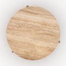 Table basse Sierra en travertin et bois D85 cm