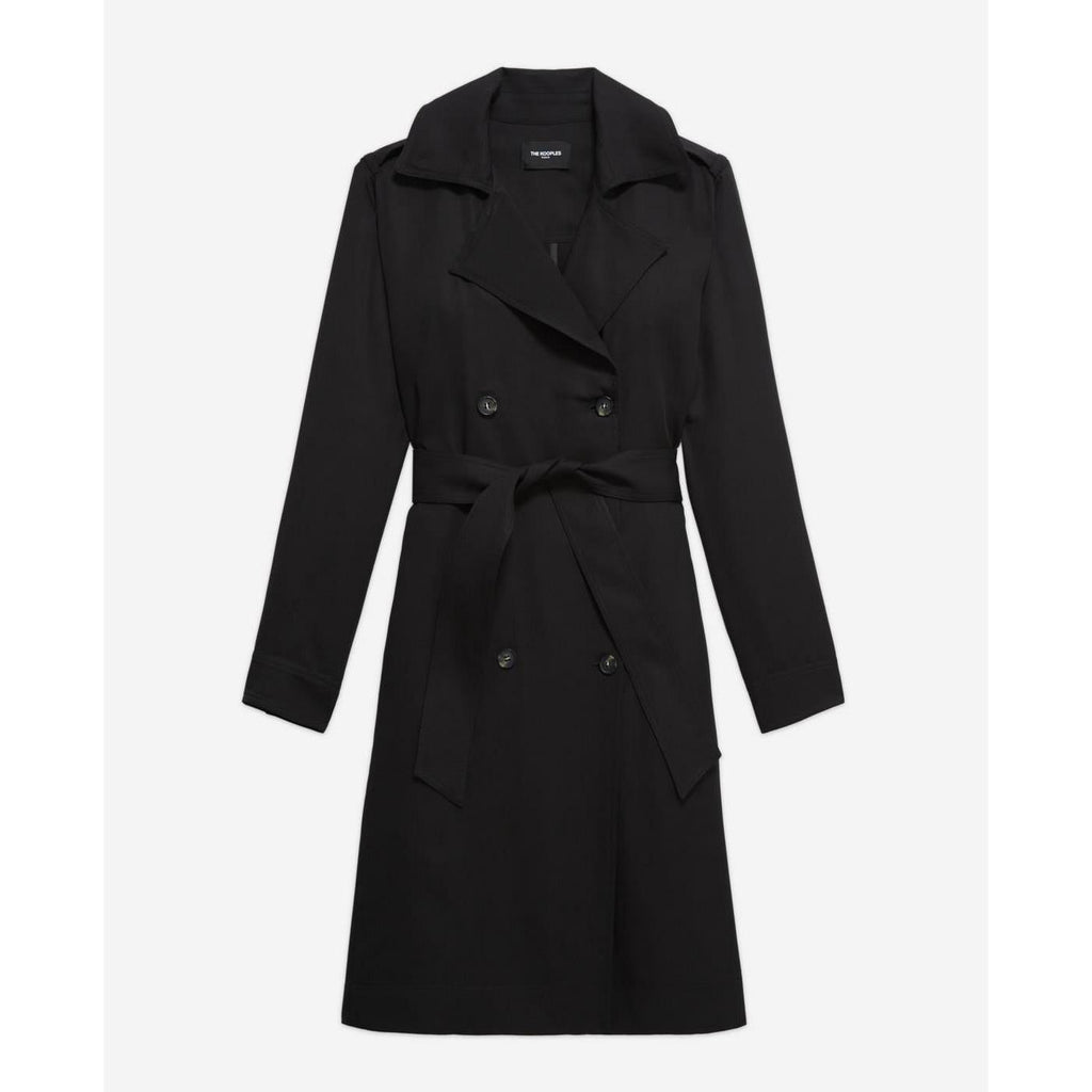 The Kooples - Trench Noir Tencel Élastique Dos - Femme