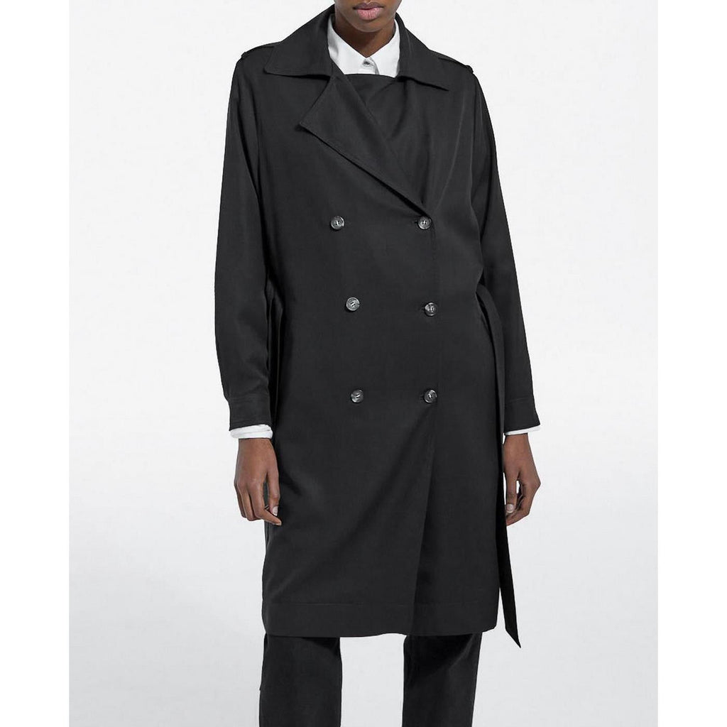 The Kooples - Trench Noir Tencel Élastique Dos - Femme