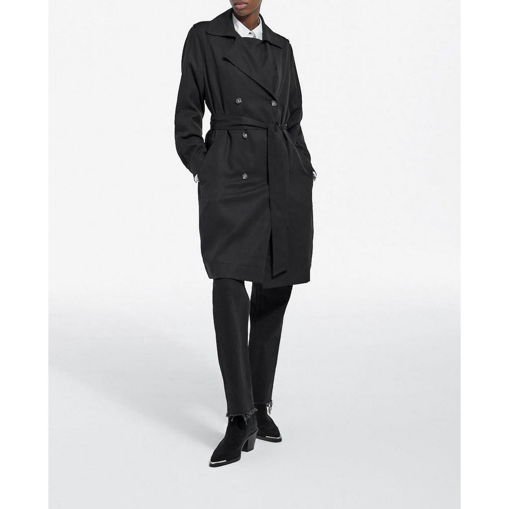 The Kooples - Trench Noir Tencel Élastique Dos - Femme
