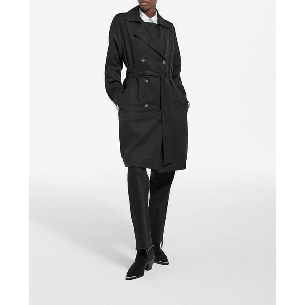 The Kooples - Trench Noir Tencel Élastique Dos - Femme