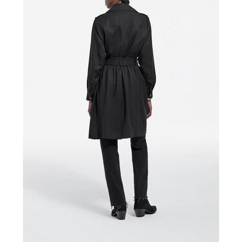 The Kooples - Trench Noir Tencel Élastique Dos - Femme