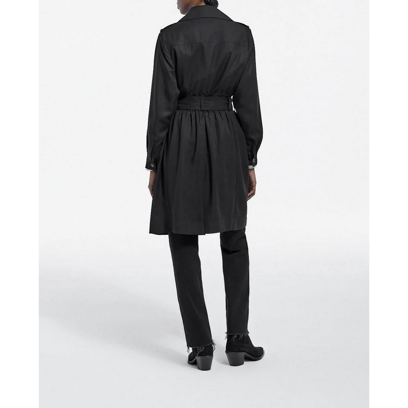 The Kooples - Trench Noir Tencel Élastique Dos - Femme