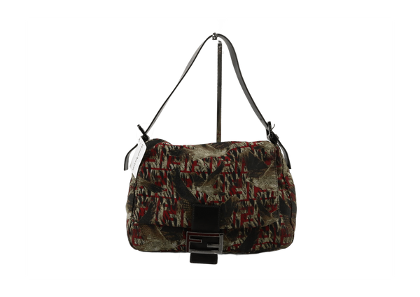 Fendi Mamma Baguette Canvas Patrón de pájaro mediano