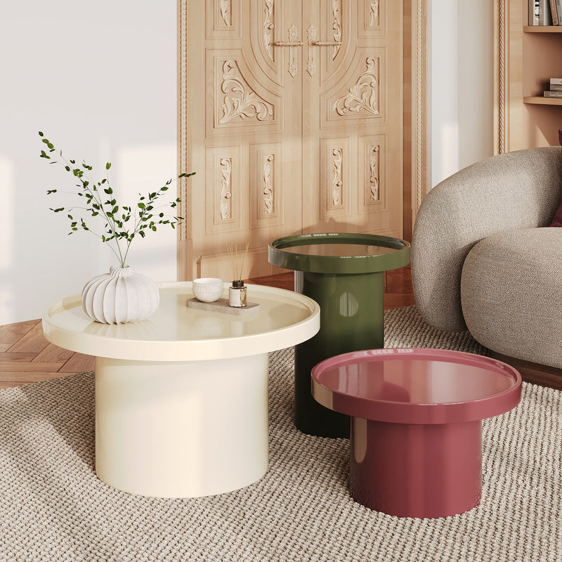 Table basse Nora laquée blanche en MDF, D70 cm
