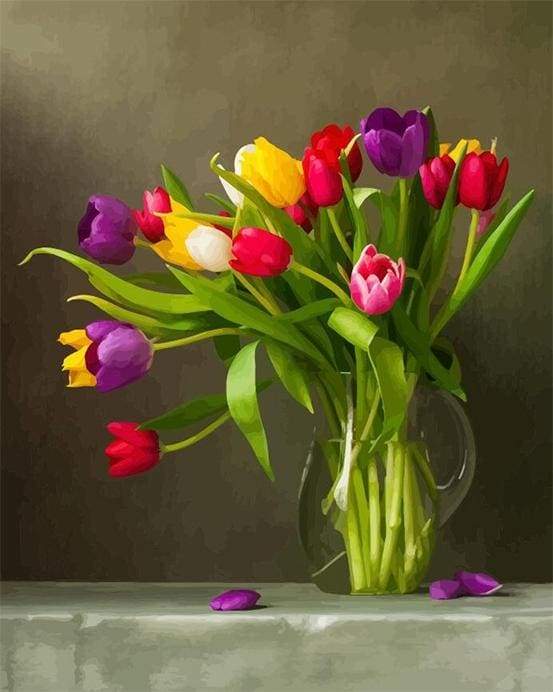 Peinture Par Numéros - Tulipes Multicolores