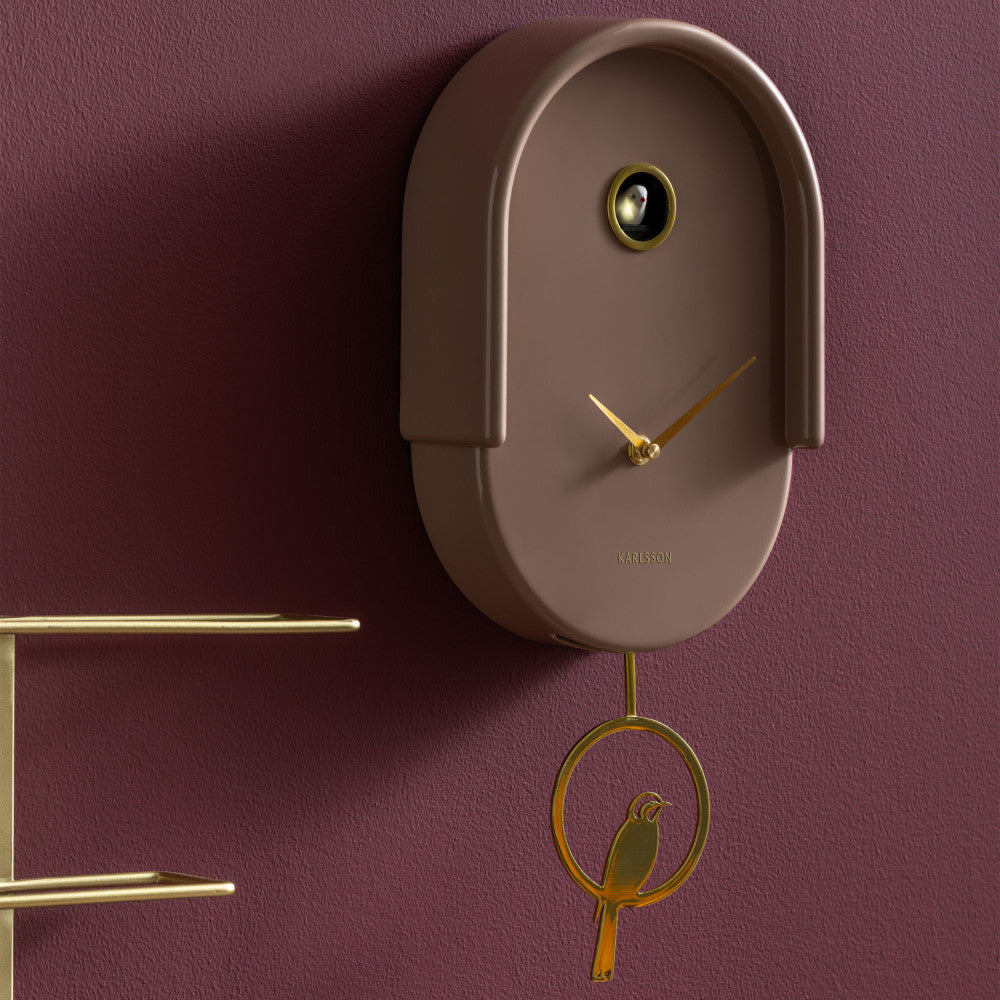 Tweet - Reloj De Pared - Metal Con Cuco - Marrón Arcilla
