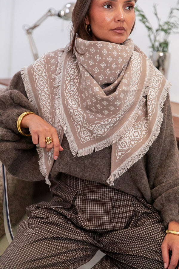 TYAM Beige - Reversible Triangle Scarf