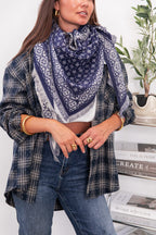 TYAM Blu navy - Sciarpa triangolare reversibile