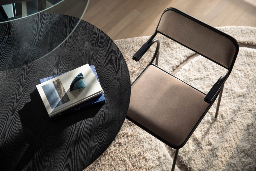 Alba - Dining Room Armchair - Fabric - Black/Beige