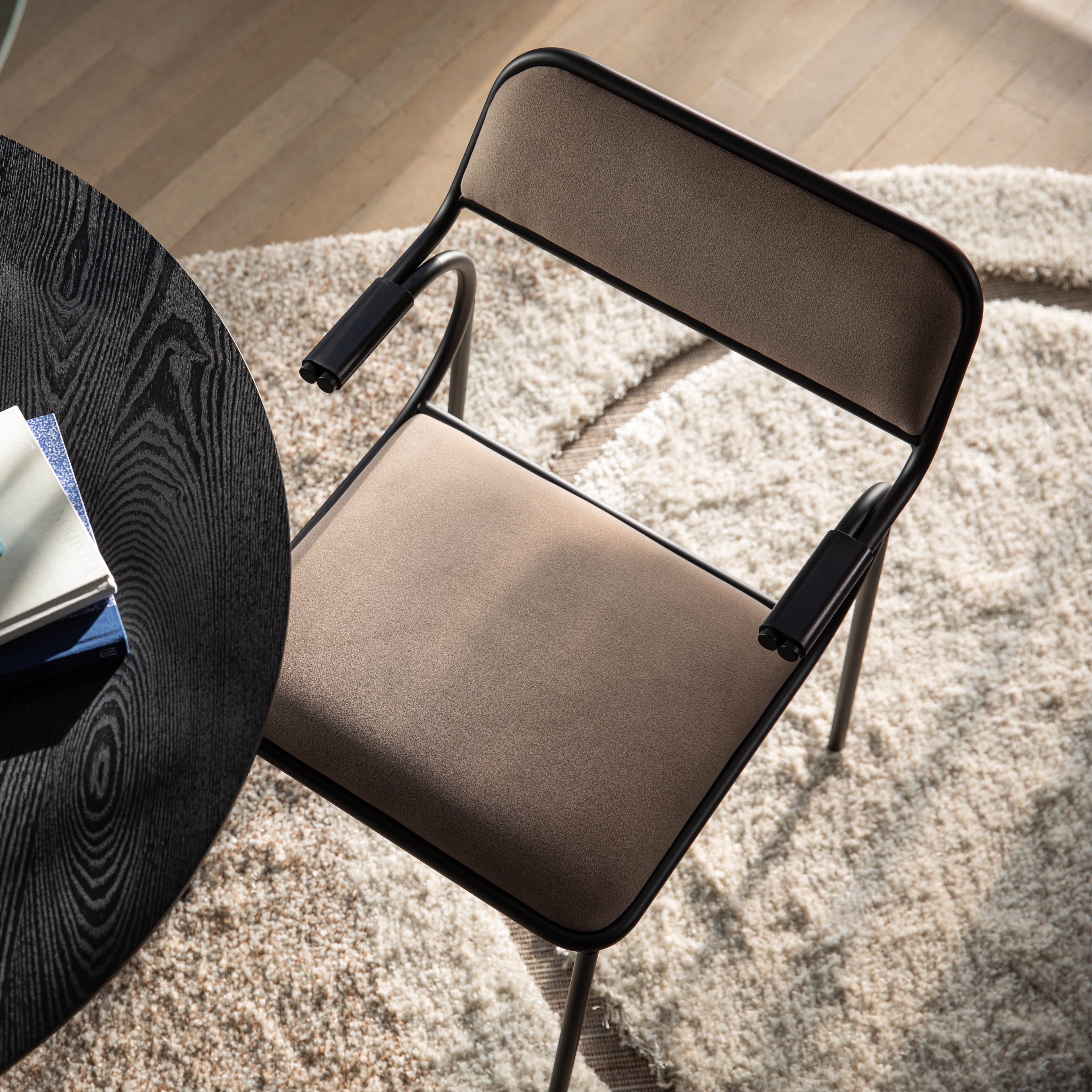 Alba - Dining Room Armchair - Fabric - Black/Beige