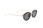 Luxury Eyewear – Occhiali da sole - Thom Browne, occhiali da sole rotondi neri e dorati, vista di tre quarti