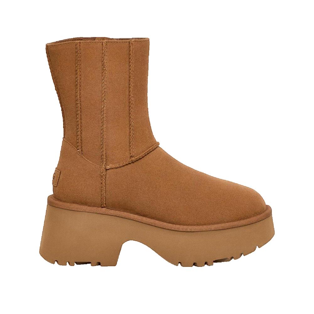 Twin Seam High Wedge Boots - Chestnut