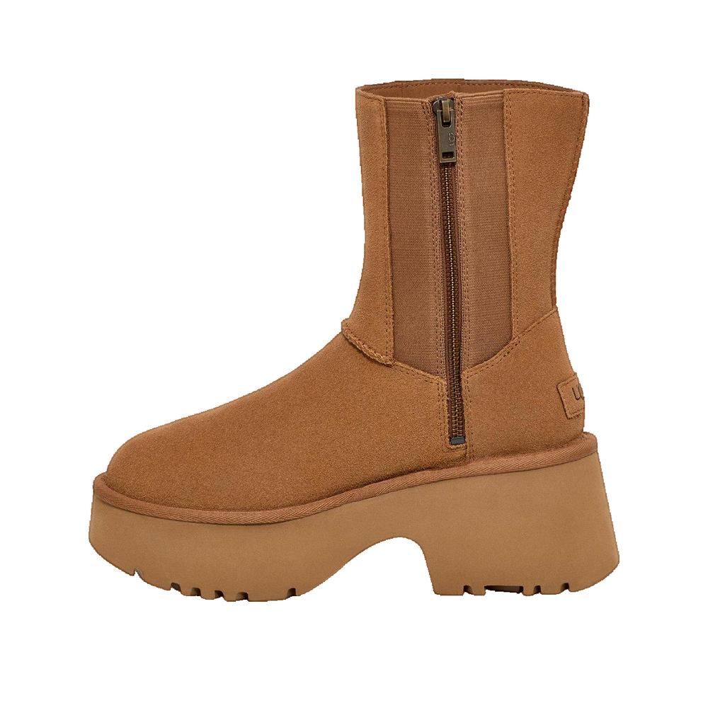 Twin Seam High Wedge Boots - Chestnut