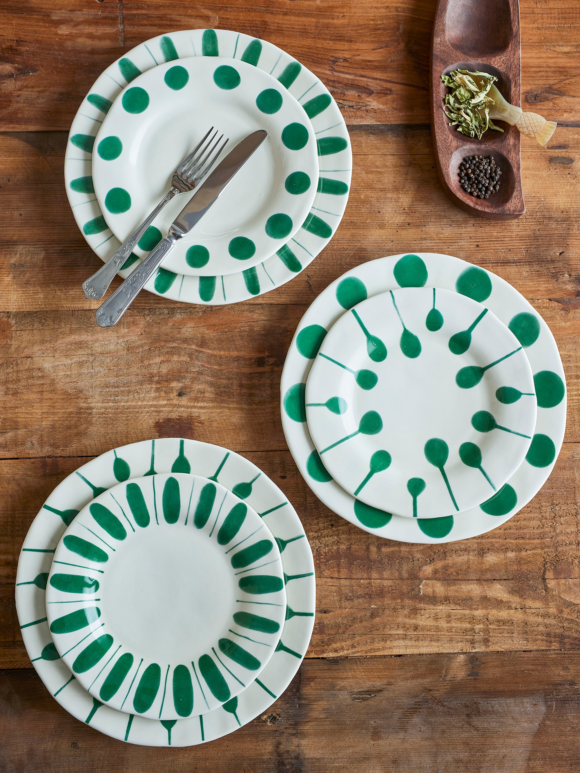 Linora - Plate - Green - Stoneware