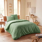 Parure De Couette (Housse + Taies D'Oreiller) - Nid D'Abeille - Olive