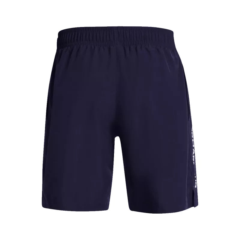Tech Woven Wordmark Short - Navy Blue, White. - Man