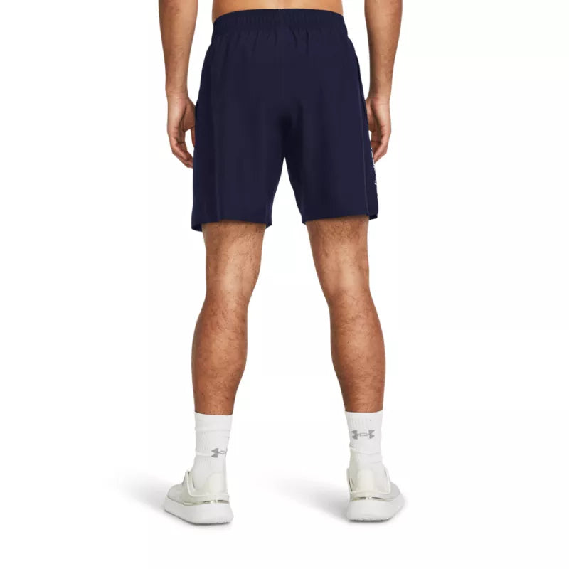Tech Woven Wordmark Short - Navy Blue, White. - Man