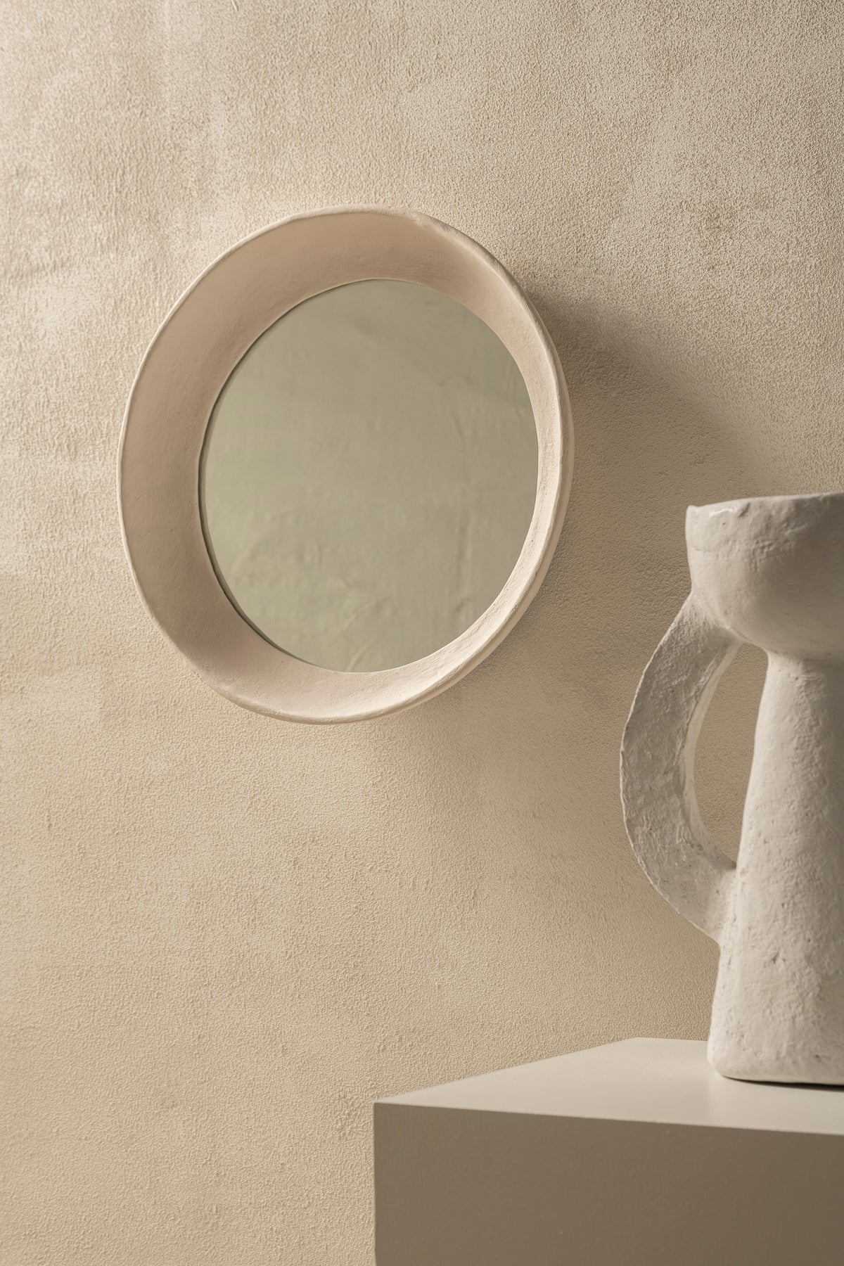 Earth Interior - Miroir - Papier Mâché - Blanc