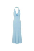 Robe Dos-Nu En Lin Mélangé Ornée De Fleurs – Bleu