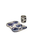 Sophia - Lot De 2 Plats De Service - Grès - Beige Bleu