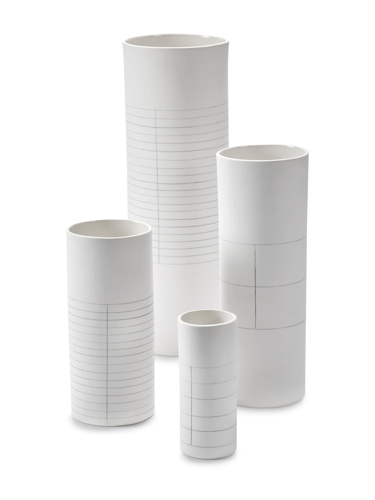 Accessories Graph - Lot De 3 Vases - XS - Grès - Blanc/Gris