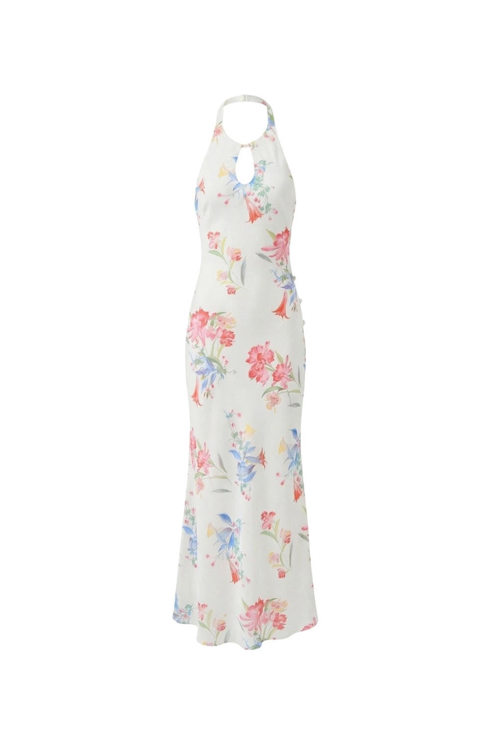 Backless Printed Dress – White