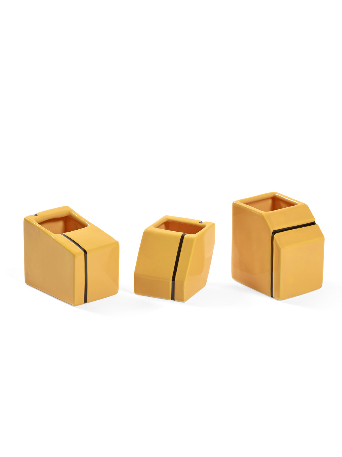 Accessories Silos - Assortiment De 3 Vases Mini - Porcelaine - Jaune