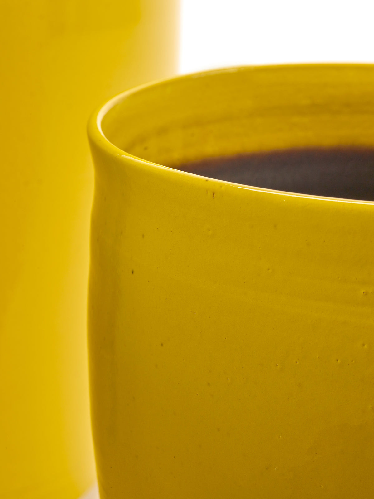 Glazed Shades - Pot De Fleurs - M - Terre Cuite - Jaune Lines