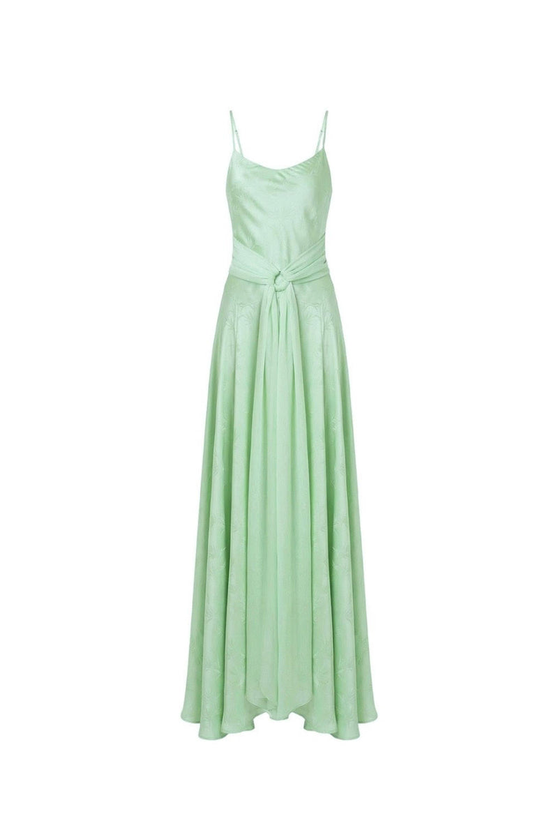 Robe En Satin Jacquard – Bambou Vert