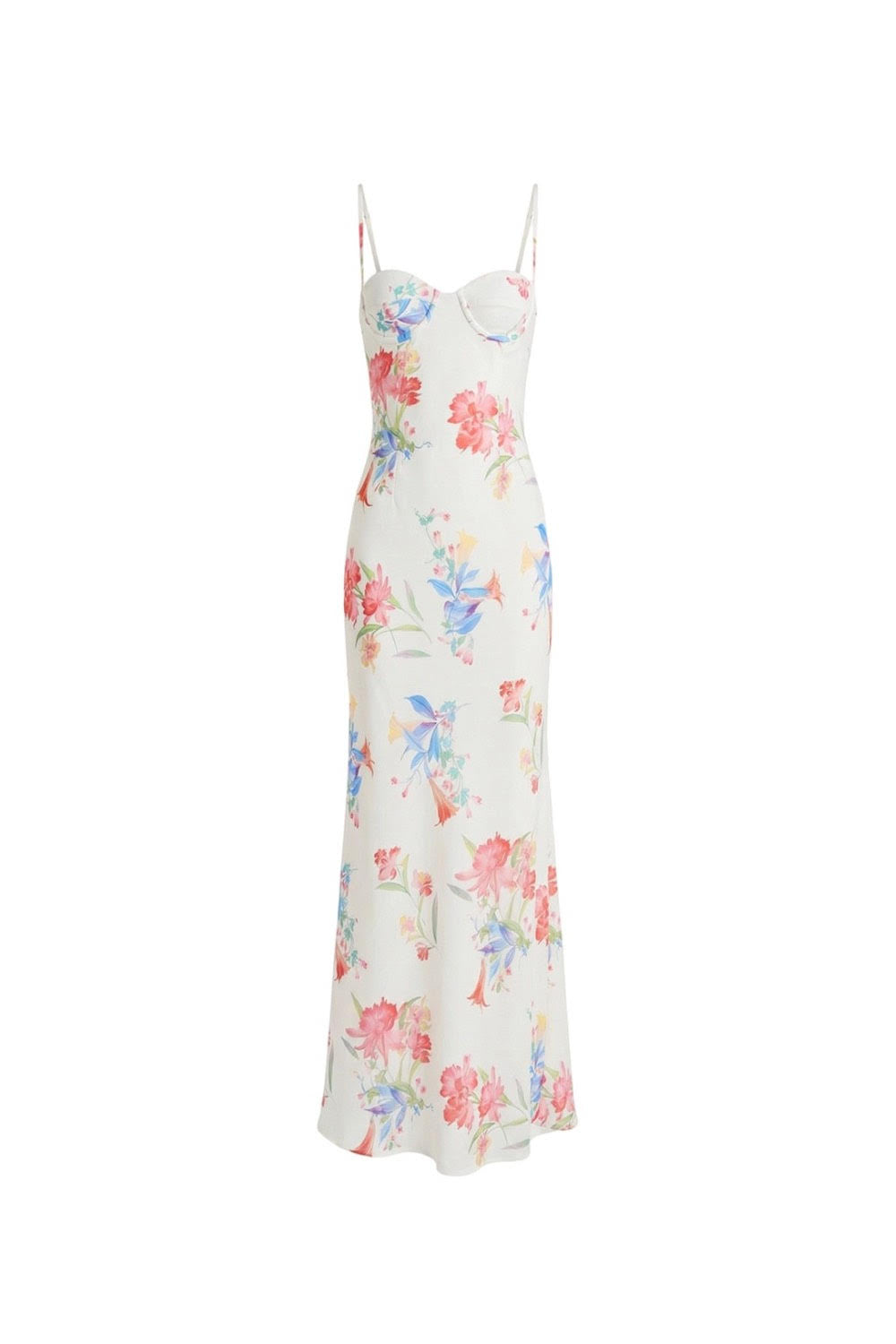 Robe Longue Bustier À Imprimé – Blanc