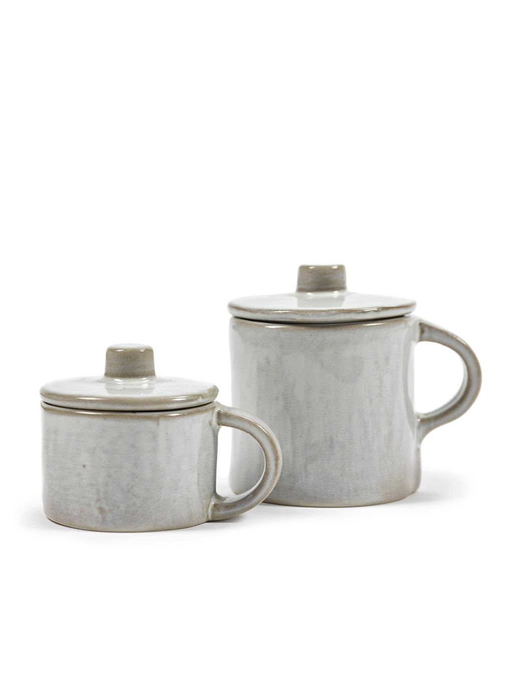 La Mère - Lot De 2 Tasses À Ristretto + Couvercles - Grès - Blanc Cassé