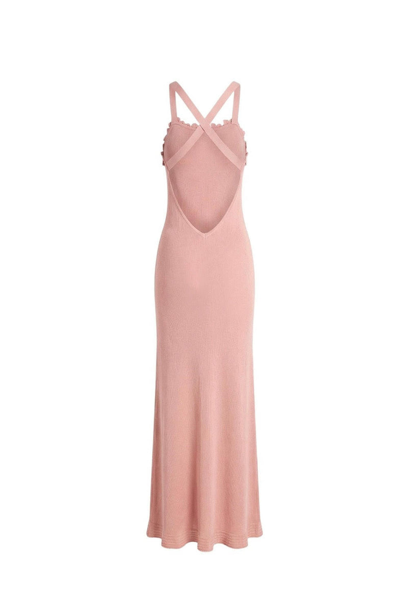 Robe En Maille À Fleurs Crochetées – Rose