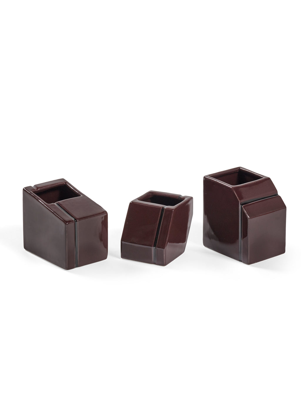 Accessories Silos - Assortiment De 3 Vases Mini - Porcelaine - Bordeaux