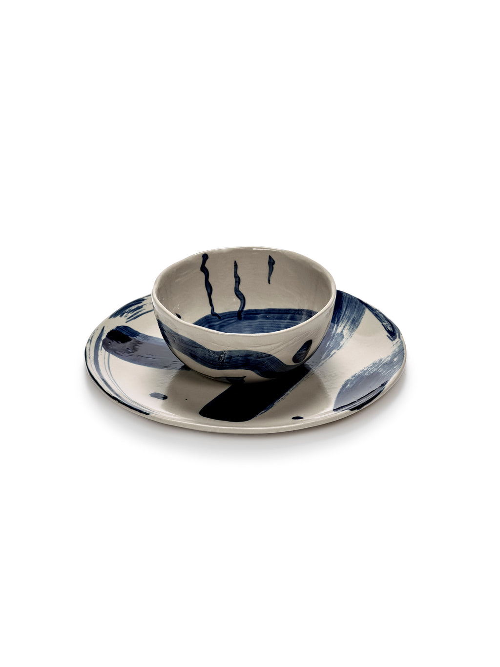 Sophia - Lot De 2 Bols À Soupe - Grès - Beige Bleu