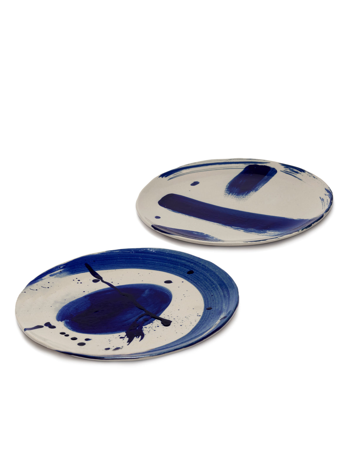 Sophia - Lot De 4 Assiettes À Dîner - Grès - Beige Bleu
