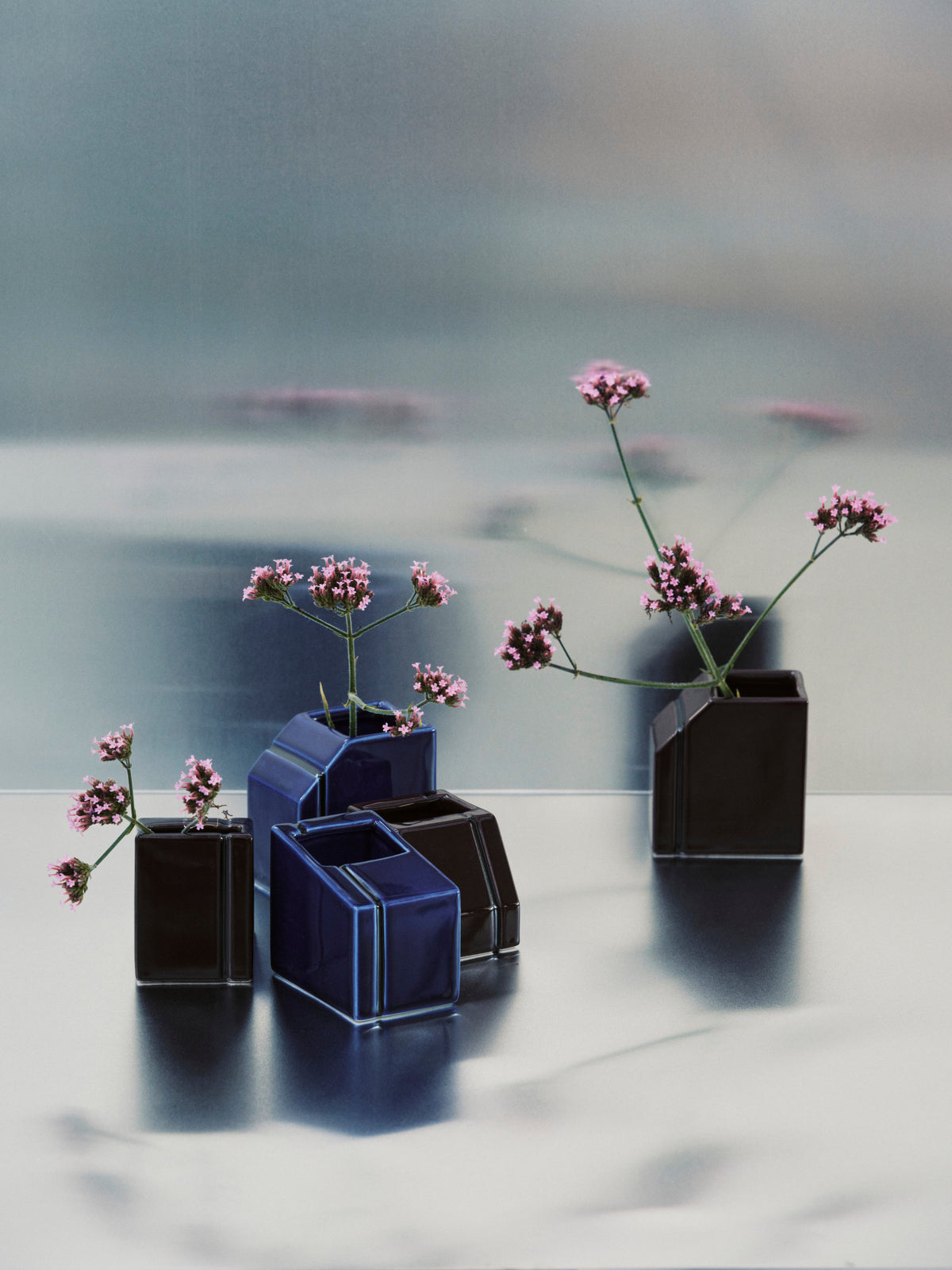 Accessories Silos - Assortiment De 3 Vases Mini - Porcelaine - Bleu