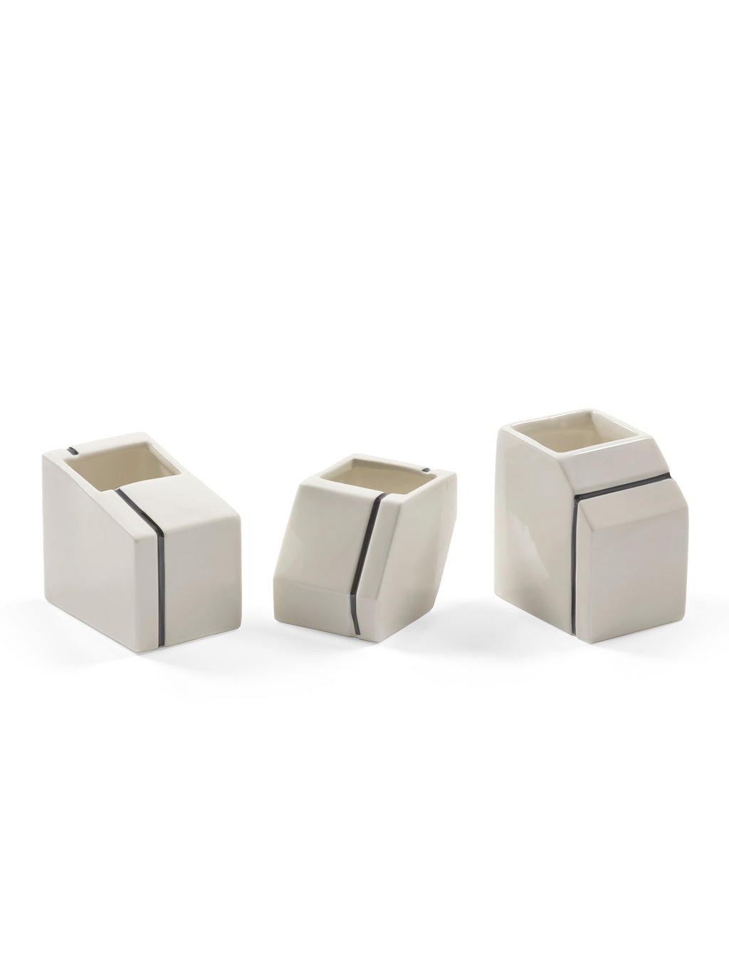Accessories Silos - Assortiment De 3 Vases Mini - Porcelaine - Blanc