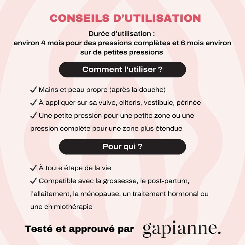 conseils d'utilisation Intima Rescue de Womanology