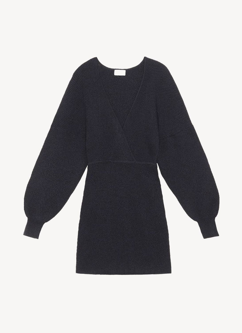 Ganni - Robe Courte À Col En V - Dark Navy - Femme