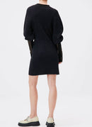 Ganni - Robe Courte À Col En V - Dark Navy - Femme