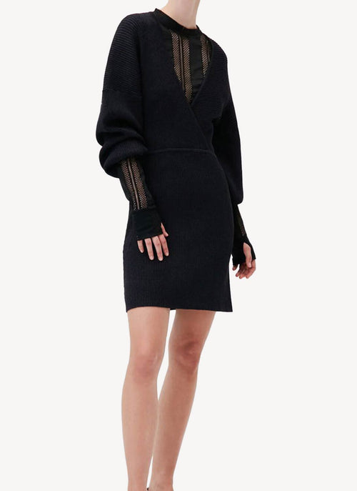 Ganni - Robe Courte À Col En V - Dark Navy - Femme