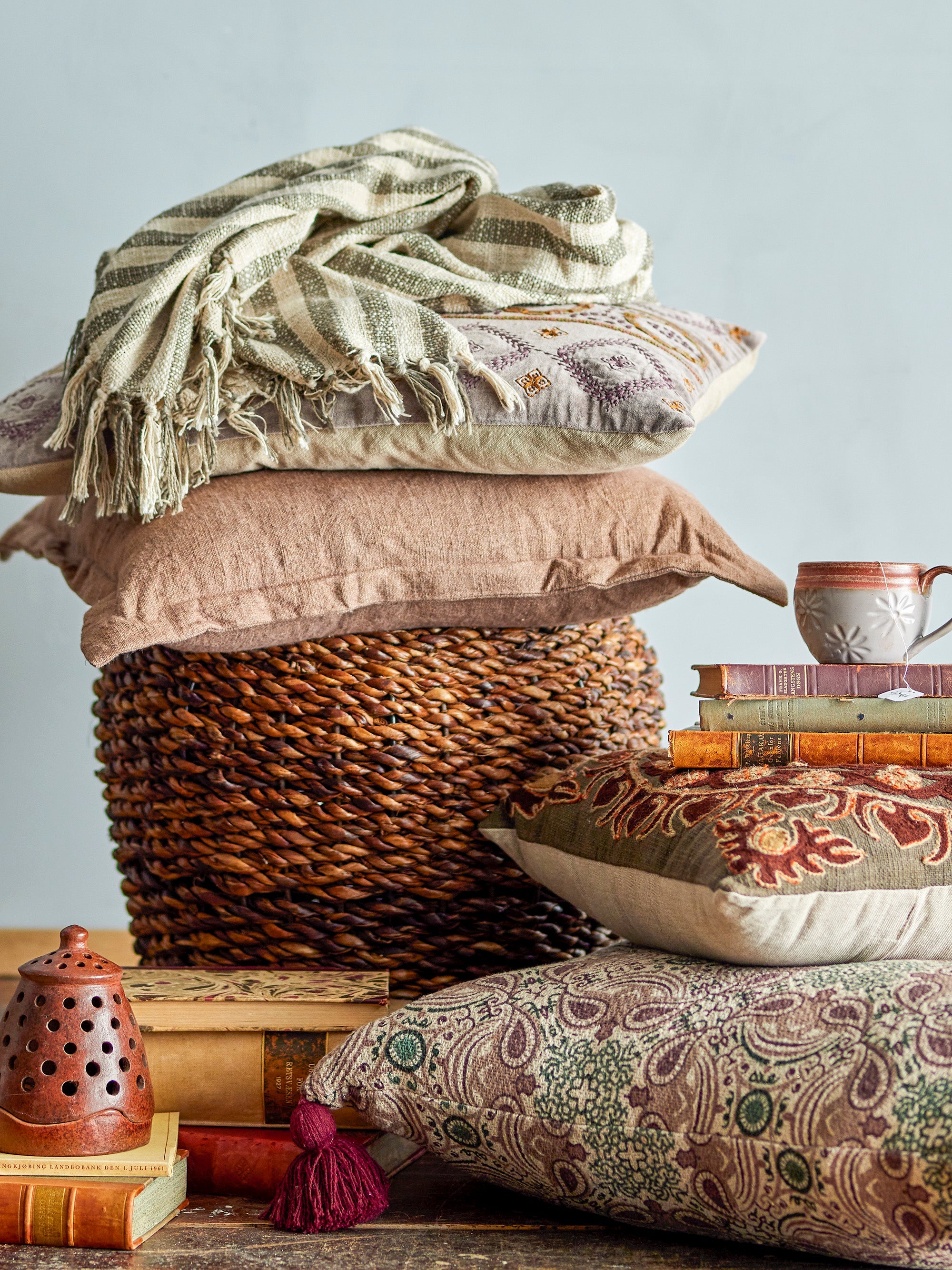 Maisa - Set of 4 Cushions - Brown - Cotton