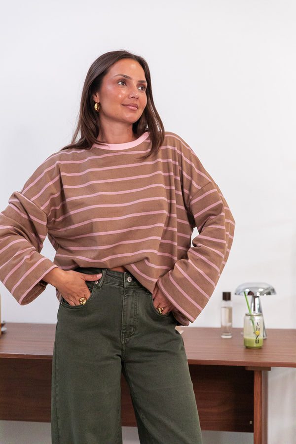 VALENTIN Camel/Pink - Oversized Top